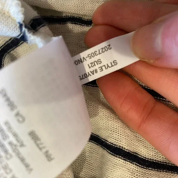 J. Crew Relaxed Linen Drop Shoulder Scoop Neck Stripe Tee Size Medium - Picture 7 of 10